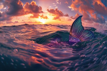Mermaid's Tail at Sunset: A Colorful Display of Marine Beauty - obrazy, fototapety, plakaty