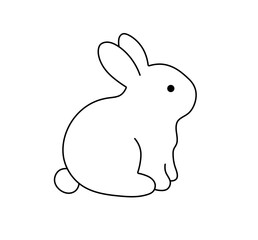 Vector isolated one single little rabbit hare bunny side view colorless black and white contour line easy drawing