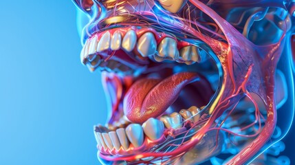 Medical modern illustration of the mouth and tongue on a white background