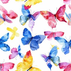 Group of colorful butterflies on a plain white background. Perfect for various design projects