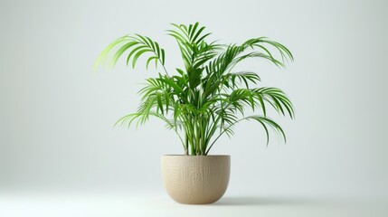 A plant in a pot on a white surface. Suitable for home decor concepts