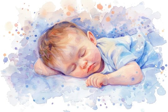 A peaceful image of a baby sleeping on a cozy blanket, perfect for family and parenting concepts