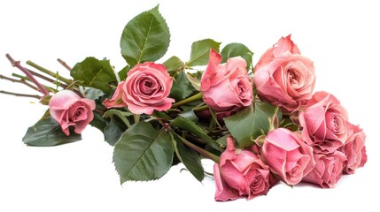 Pink roses arranged on a table, suitable for various occasions