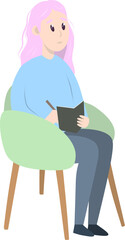 Psychotherapy session - psychologist sitting on chair. Mental health concept, vector illustration in flat style