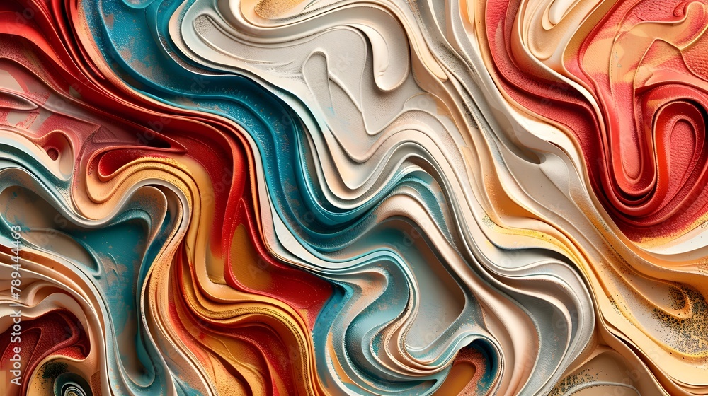 Poster clay swirls flowing smoothly across canvas in abstract art