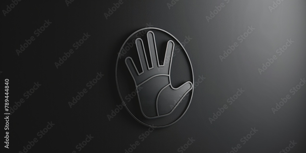 Poster a simple black and white photo of a hand on a wall. suitable for various design projects