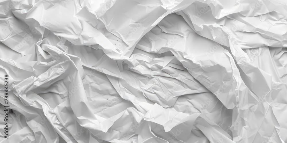 Poster a detailed view of a white crumpled paper, suitable for various design projects