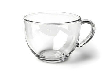 Clear glass cup isolated on white background