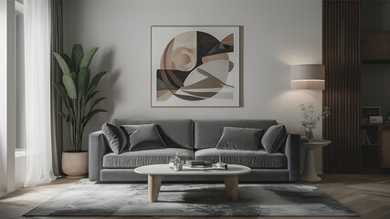 Modern grey sofa on isolated white background, minimalist design, furniture for interior minimal style design,