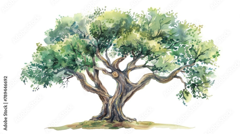 Poster a beautiful watercolor painting of a tree on a white background. suitable for various design project