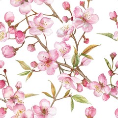 Pink flowers pattern on white background, suitable for floral designs