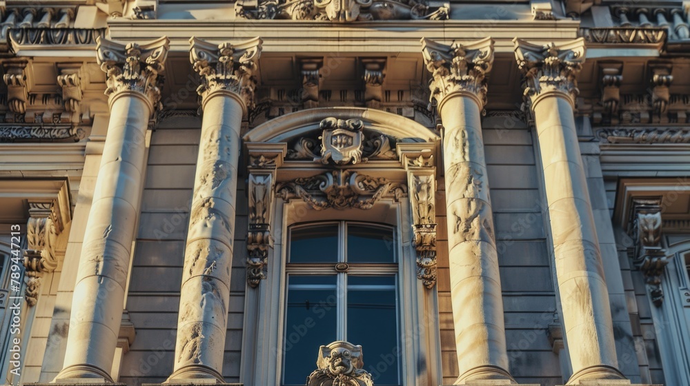 Aufkleber A large building with a clock on the front, suitable for architectural projects