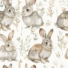 Fototapeta premium Cute rabbits sitting in a row, suitable for various projects