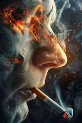 Cigarette and lung cancer. No smoking. World no tobacco day concept illustration.