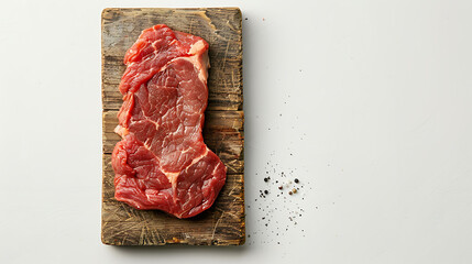 raw meat placed on rustic wooden surface