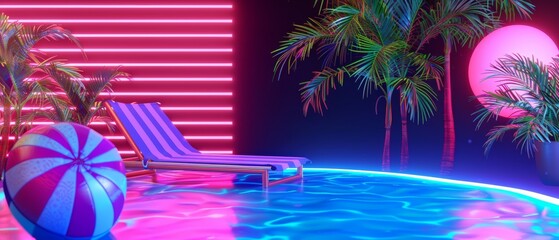 Rendering of neon lights in summer.