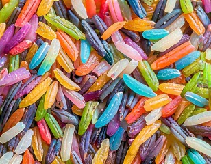 Fototapeta na wymiar texture of rainbow rice grains close up
