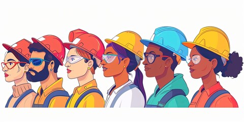 Illustration with workers of various professions. - obrazy, fototapety, plakaty