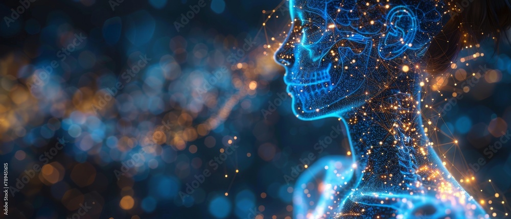 Poster 3d rendering of the human body using digital x-rays on a dark background