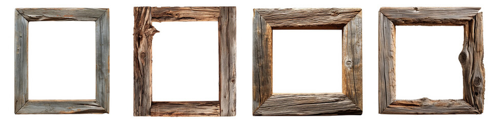 Wood old minimalist frame for photo or picture with no background