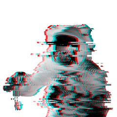 Astronaut in a spacesuit glitch style sticker overlay © Rawpixel.com