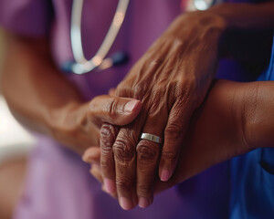 Tight shot of a nurses hands administering care, representing compassion and dedication in healthcare