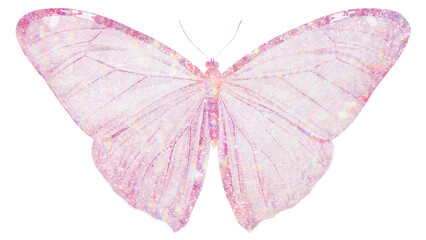 Pink holographic butterfly design element