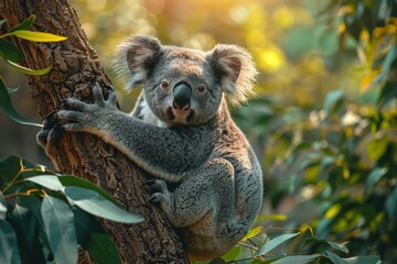 Fototapeta premium Koala bear on a branch of the tree.