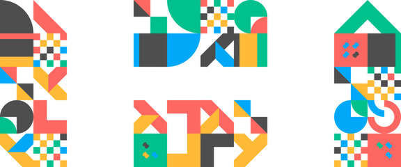 Colorful geometric mosaic seamless pattern illustration with creative abstract shapes. For banner, background, cover, poster, wallpaper, presentation background, certificate