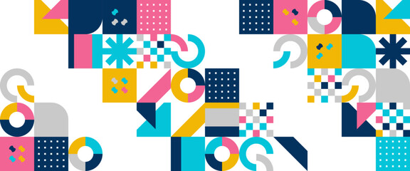 Colorful vector abstract trendy banners with mosaic geometric design. For banner, background, business or technology presentation, web brochure cover layout, wallpaper