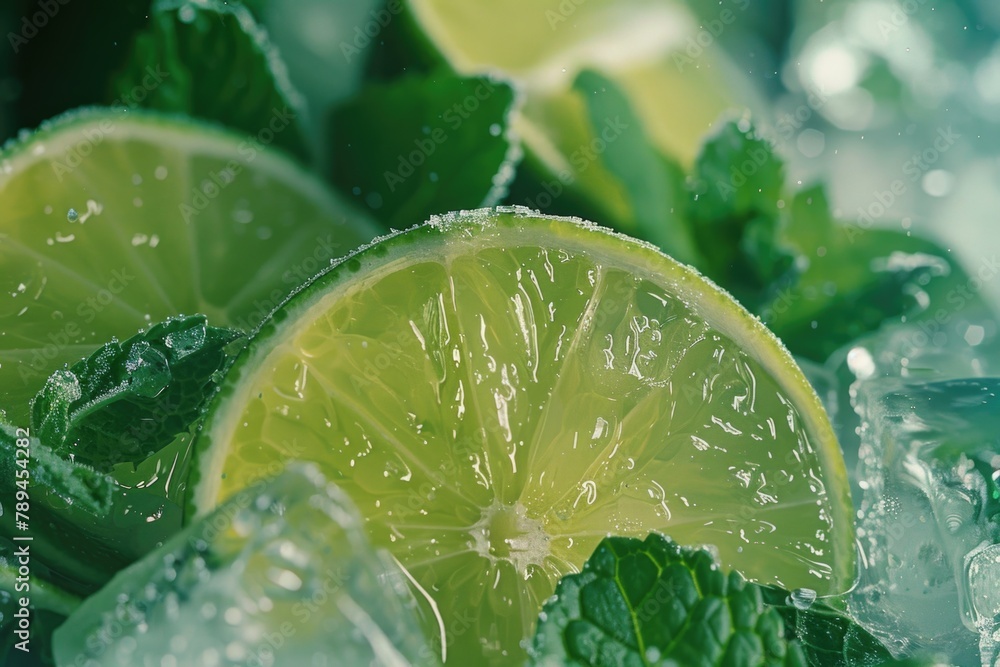 Aufkleber refreshing lime slice on ice. perfect for summer themes