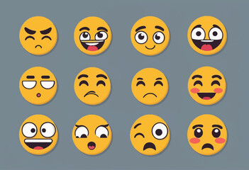 Obraz premium Hand Drawn Sketch Style Emoji Mood in Modern Flat Style Vector Illustration