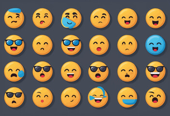 Vector Illustration of Emoji Face Icon Set for Customer Emotion in Minimalist Doodle