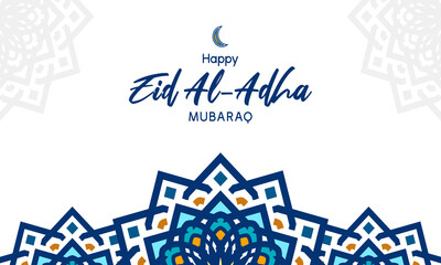 happy eid mubarak banner design with arabesque pattern
