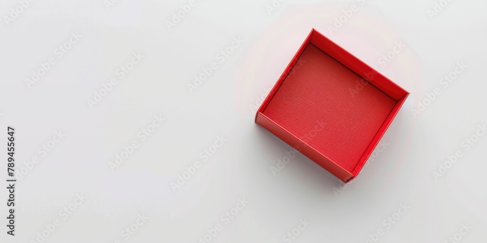 Aufkleber A small red box placed on a white surface. Suitable for various concepts