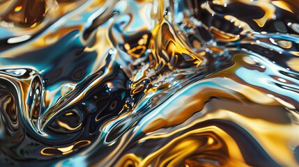 Metallic Acrylic Paint Swirling in Water - Abstract Macro Shot