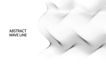 3D dynamic black lines wave pattern on white background