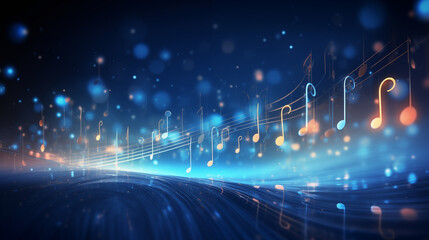 Musical note on blue background