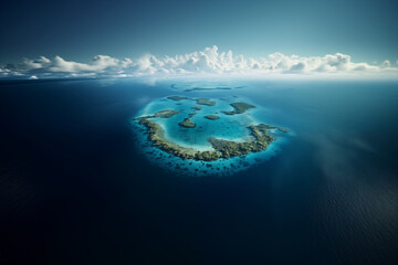 Tropical atoll island in ocean - obrazy, fototapety, plakaty