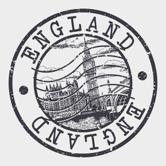 England Stamp Postal. Silhouette Seal. Passport Round Design. Vector Icon. Design Retro Travel. National Symbol. - obrazy, fototapety, plakaty