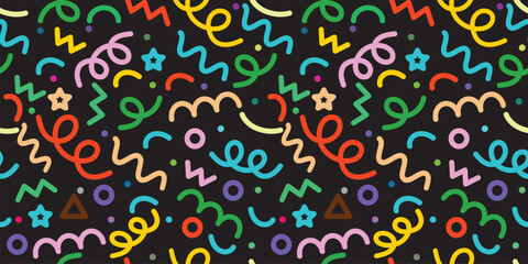 seamless pattern fun colorful line doodle