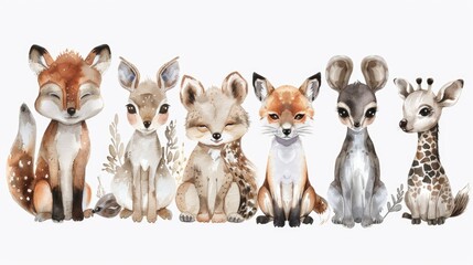 A collection of various animals sitting in unity. Ideal for educational materials or wildlife presentations - obrazy, fototapety, plakaty