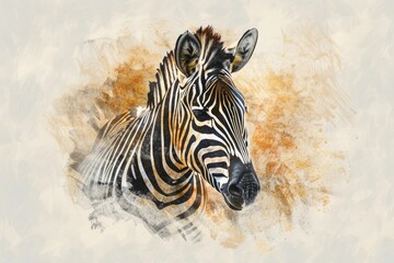Naklejka premium Detailed digital painting of a zebra's head, suitable for various design projects