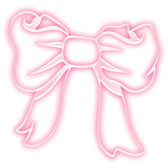 Cute neon pink bow sticker design element