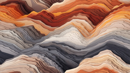 Close-up of layered geological rock formations with colorful strata