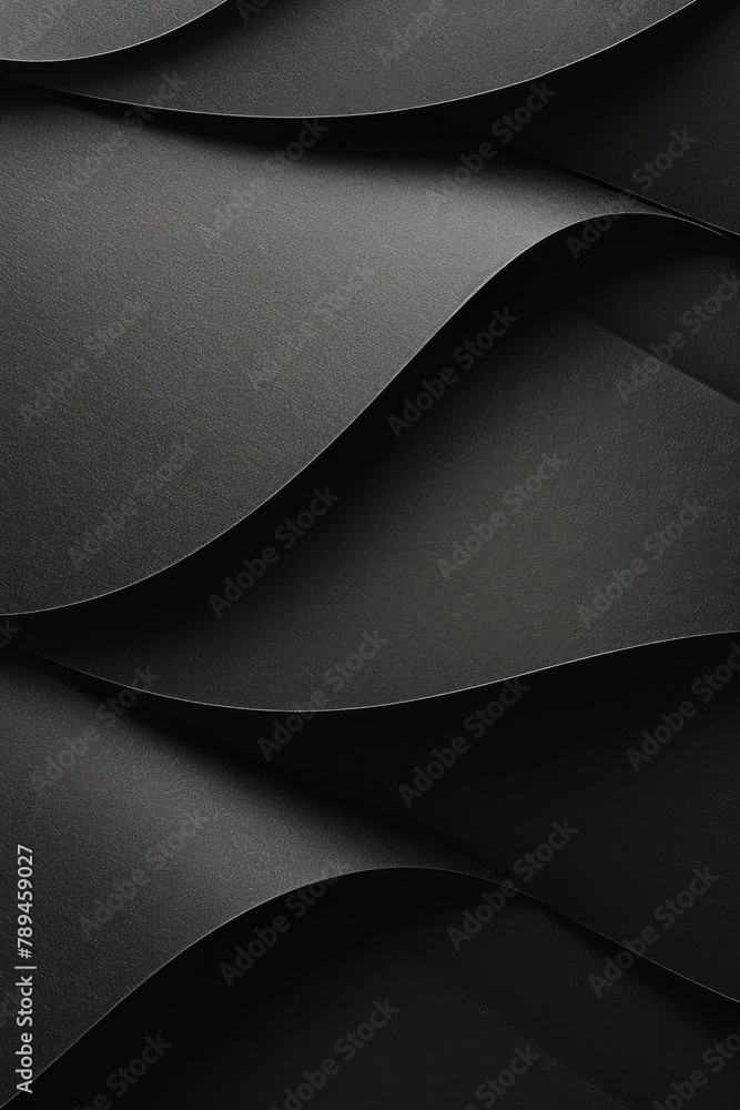 Aufkleber Detailed close up of a black wall with unique curved lines. Suitable for architectural and abstract design concepts