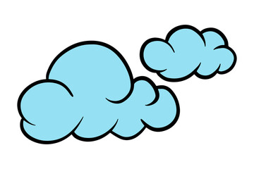 Blue cloud sticker with a white border design element