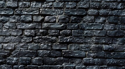 A black brick wall with water droplets. Suitable for industrial or urban themes