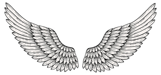 Angel wings outline sticker overlay design element © Rawpixel.com