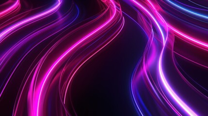 Fototapeta premium 3D render abstract background with glowing neon light. Generate AI image